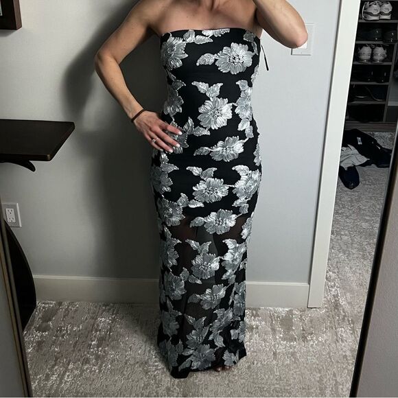 ROTATE BIRGER CHRISTENSEN appliquéd recycled-mesh/satin maxi dress, 36 - Picture 5 of 15